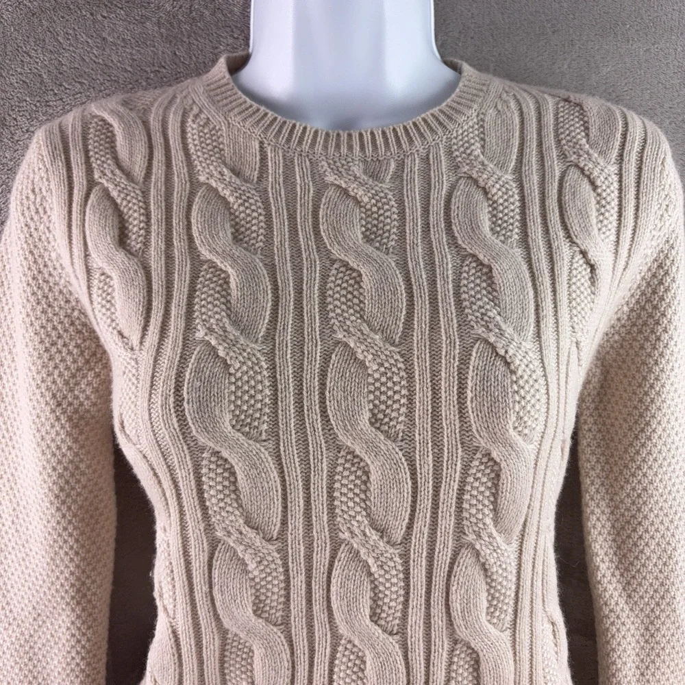Max Mara Sweater Womens Size XS Beige Cable Knit Crewneck Italian Luxury‎